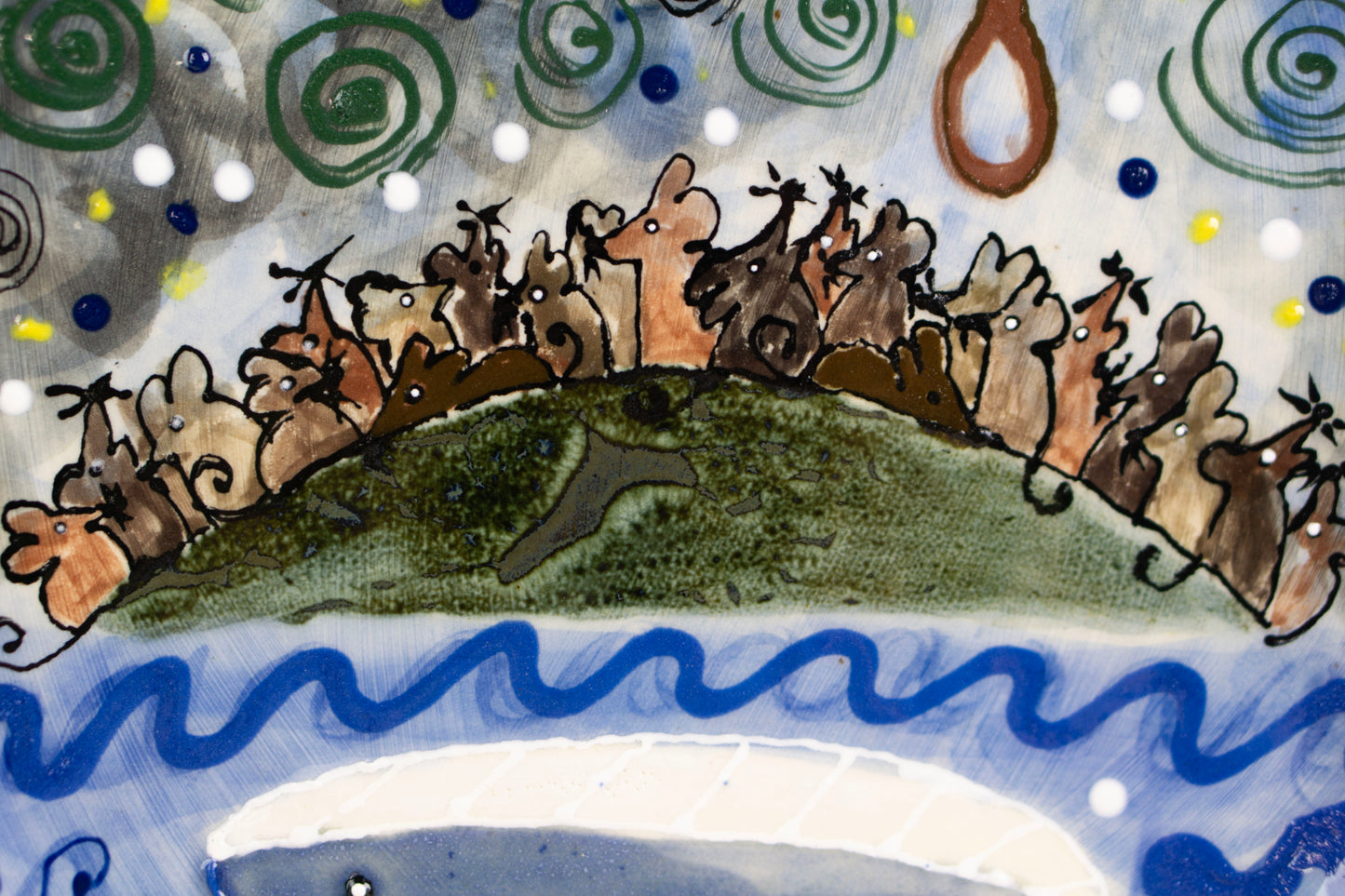 “Rat Race” or “Choice” ceramic plate, Mariia Luchuk