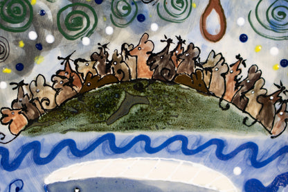 “Rat Race” or “Choice” ceramic plate, Mariia Luchuk