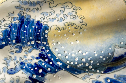 Great Wave Hokusai Hand Painted Ceramic Plate 10” – Japanese Ocean Art, Decorative & Functional Dinner Plate