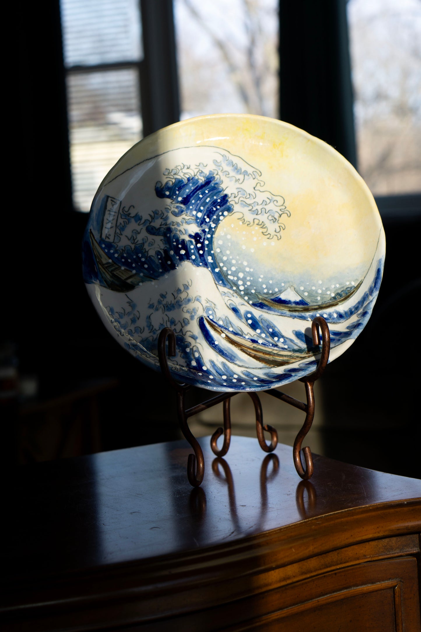 Great Wave Hokusai Hand Painted Ceramic Plate 10” – Japanese Ocean Art, Decorative & Functional Dinner Plate
