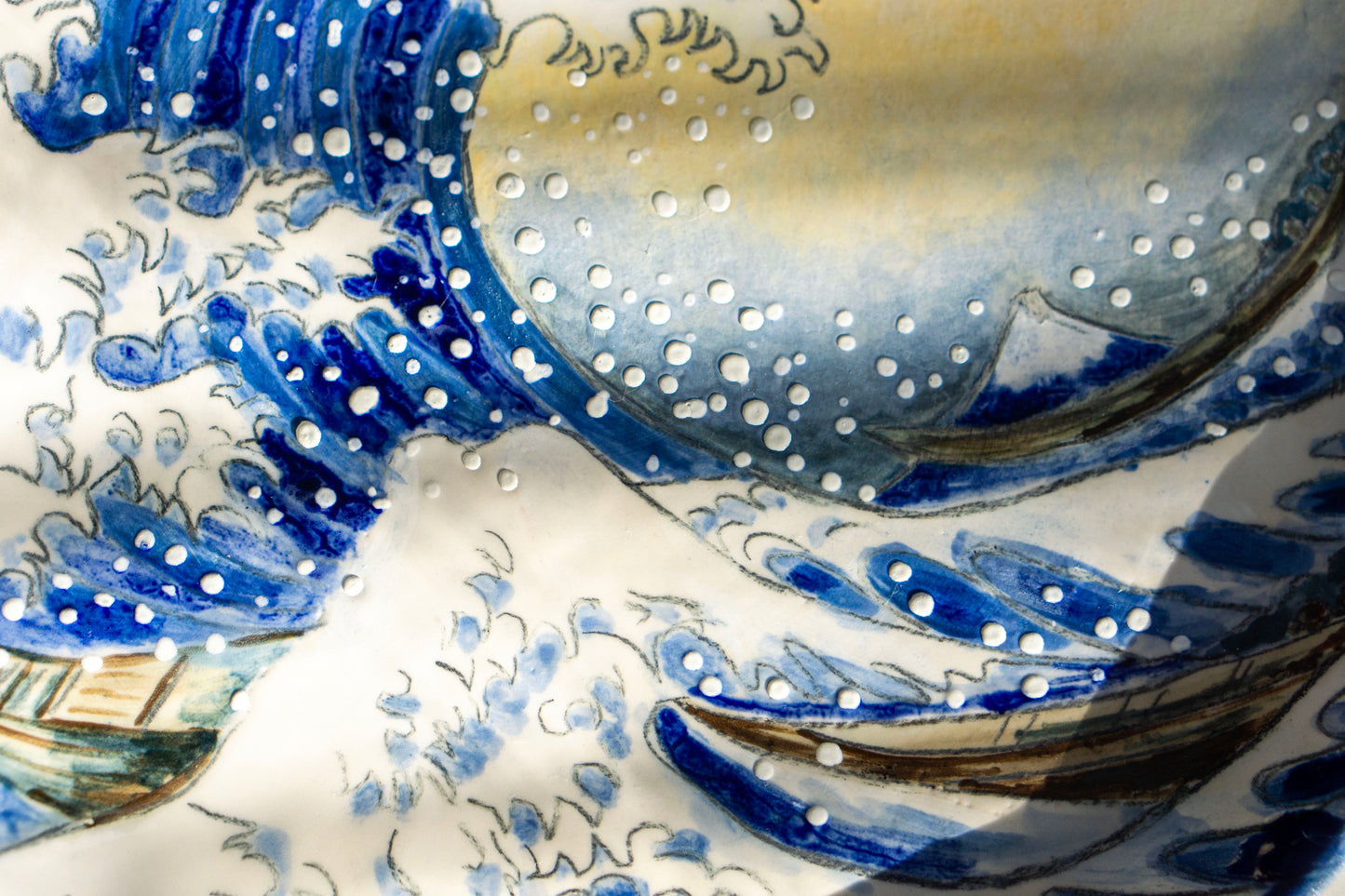 Great Wave Hokusai Hand Painted Ceramic Plate 10” – Japanese Ocean Art, Decorative & Functional Dinner Plate