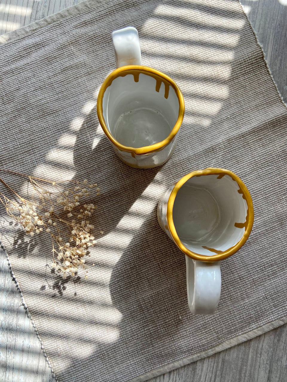 Gilded Grace Ceramic Mugs