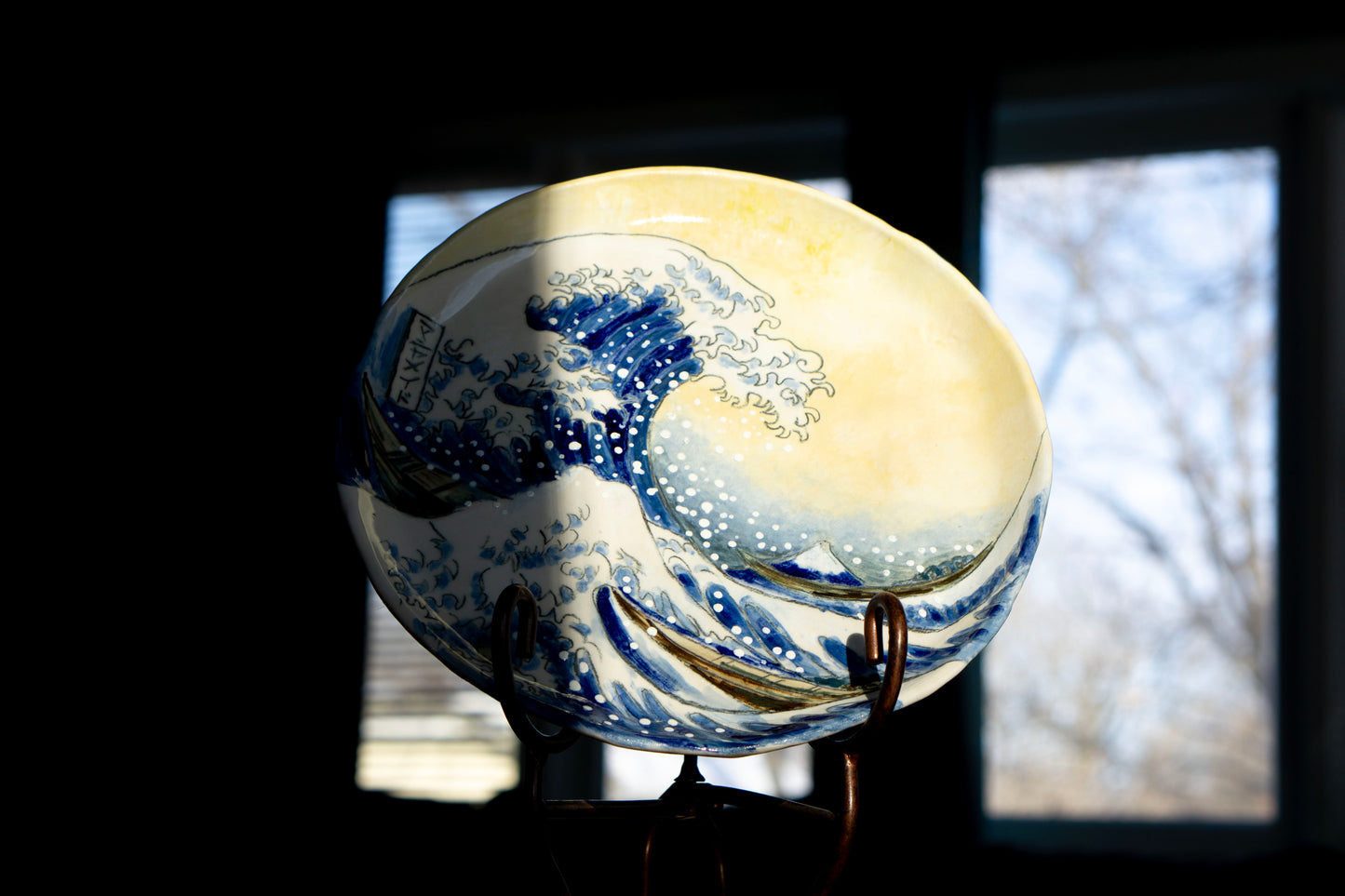 Great Wave Hokusai Hand Painted Ceramic Plate 10” – Japanese Ocean Art, Decorative & Functional Dinner Plate