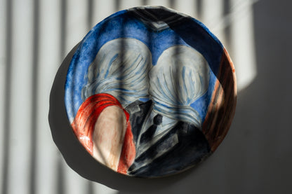 Romantic Kiss Ceramic Plate 10” – Hand Painted Lovers Art, Valentine’s Gift, Unique Decorative & Functional Dinner Plate