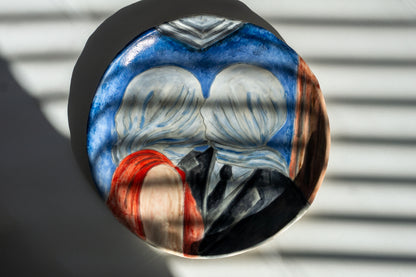 Romantic Kiss Ceramic Plate 10” – Hand Painted Lovers Art, Valentine’s Gift, Unique Decorative & Functional Dinner Plate