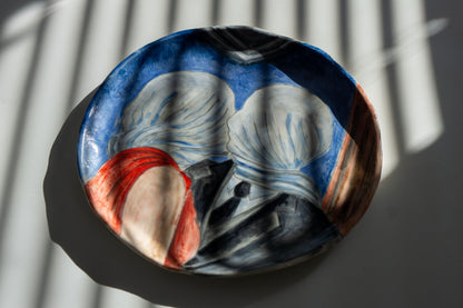 Romantic Kiss Ceramic Plate 10” – Hand Painted Lovers Art, Valentine’s Gift, Unique Decorative & Functional Dinner Plate