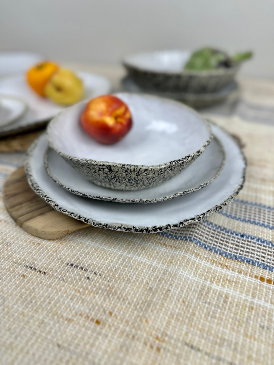 White Coral Stoneware Dinnerware Set