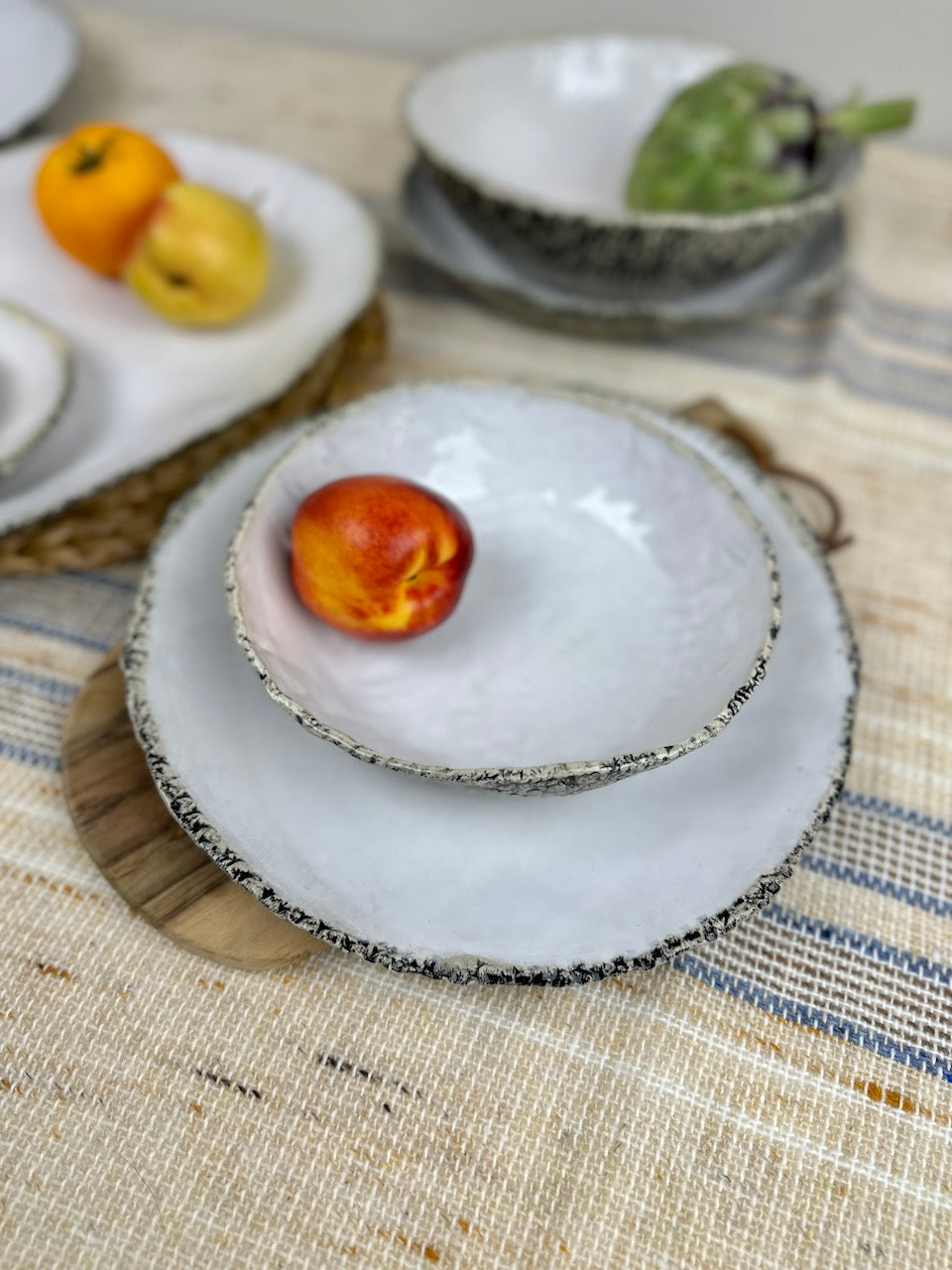 White Coral Stoneware Dinnerware Set