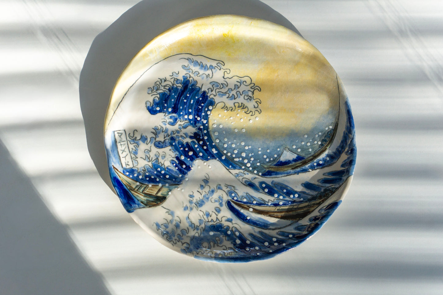 Great Wave Hokusai Hand Painted Ceramic Plate 10” – Japanese Ocean Art, Decorative & Functional Dinner Plate