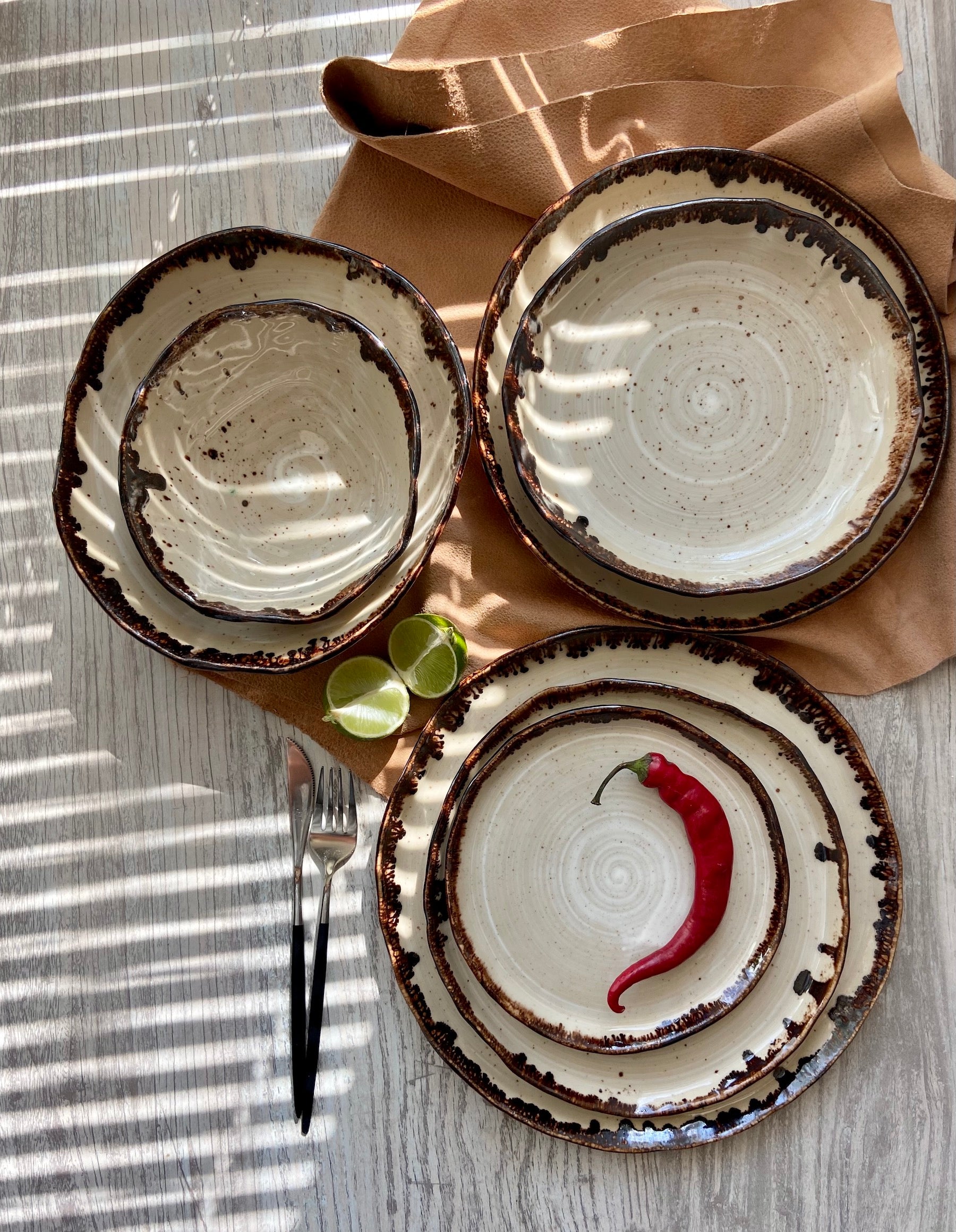 Modern Rustic Collection Dinnerware Set Sculpted by Manya – Manya Made