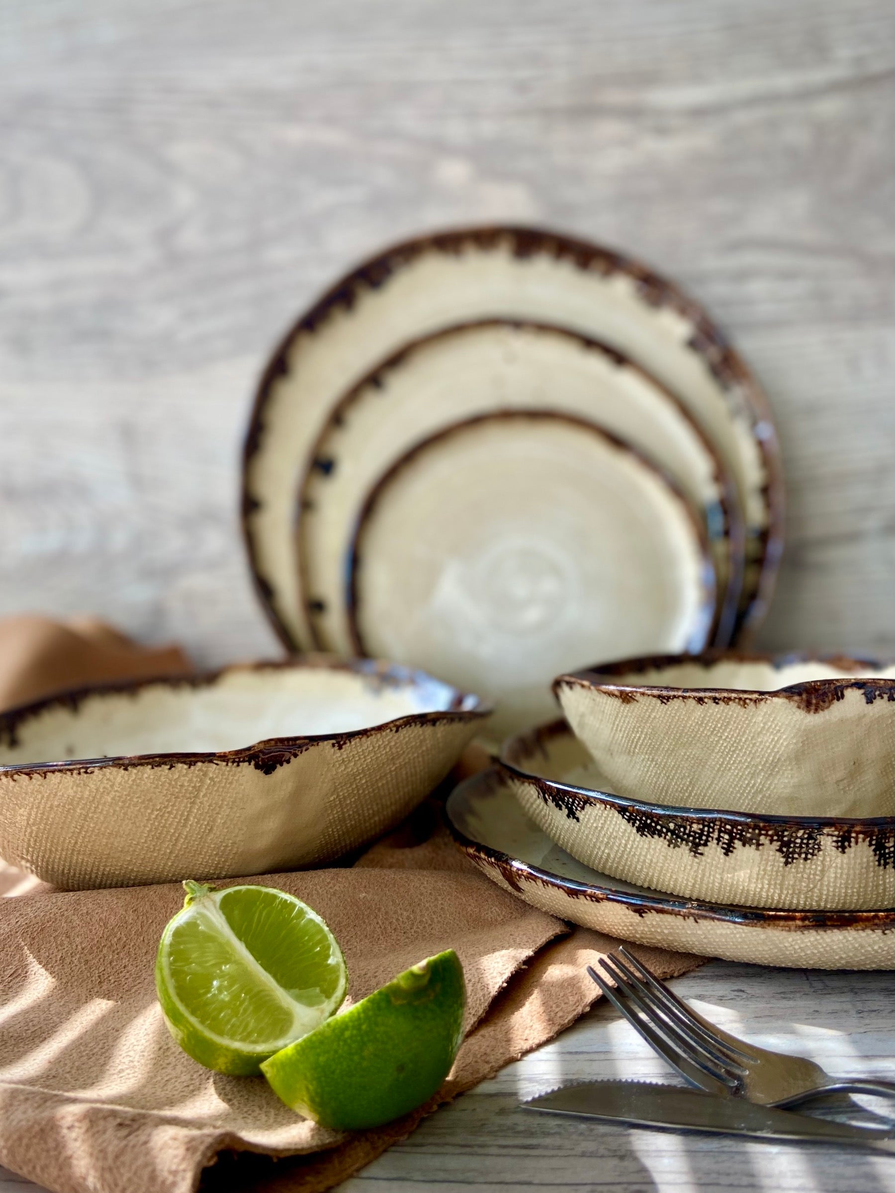 Modern Rustic Collection Dinnerware Set Sculpted by Manya – Manya Made